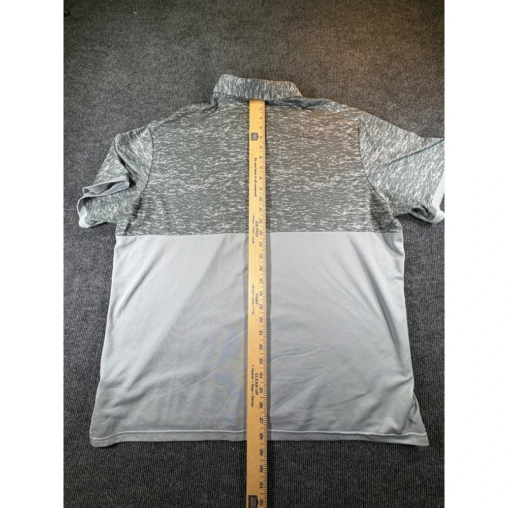 Adidas Climacool Mens XL Grey Space Dye Colorblock Short Sleeve Golf Polo Shirt
